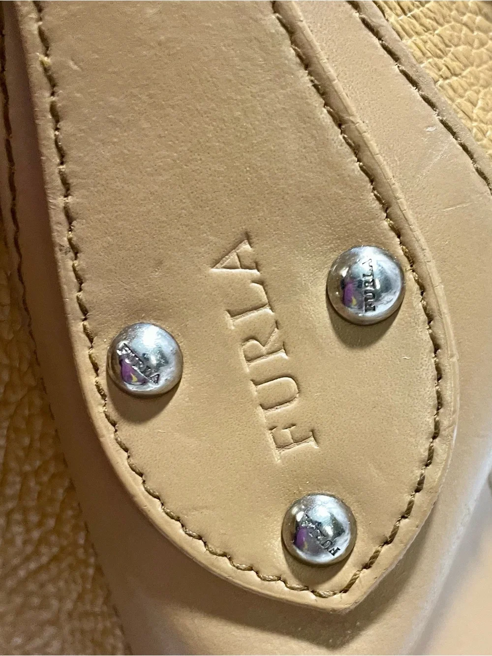 Vintage Furla Studded Leather Hobo Shoulder Bag ✨RARE✨